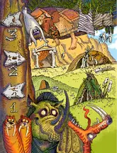 Иллюстрация к книге А. Усачёва «Первобытная история», издательство «Азбука», 2015 г.
